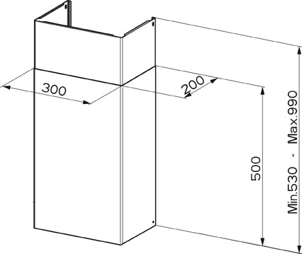 Disegno Tecnico - KIT CHIMNEYS A500+A500 INOX - codice prodotto 112.0250.289 - tipologia prodotto accessori - categoria prodotto cappa