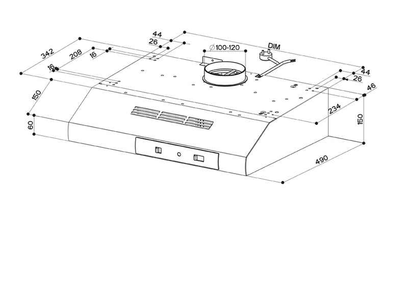 Immagine Prodotto - CAPPA 741 BR/X A60 - in colore marrone - codice prodotto 300.0557.508 - nella misura 51-60 cm - tipologia cappa a parete