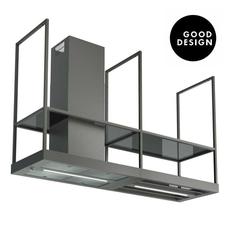 Good Design Award 2026 - Immagine Prodotto - CAPPA T-SHELF EV8 TITANIUM MATT A180/2 - in colore titanio - codice prodotto 325.0617.018 - nella misura Over 121 cm - tipologia cappa a isola