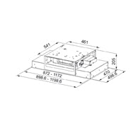 Disegno Tecnico - CAPPA HEAVEN 2.0 X FLAT A90/2 - in colore acciaio inox - codice prodotto 350.0663.965 - nella misura 71-90 cm - tipologia cappa isola a soffitto