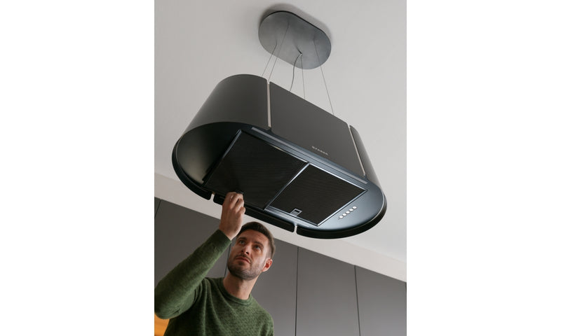 Immagine Ambientale - BEAT XL ISOLA DARK FOREST/BK MATT KL F80 - in colore dark forest / nero matt - codice prodotto 345.0740.253 - nella misura 71-90 cm - tipologia cappa isola sospesa