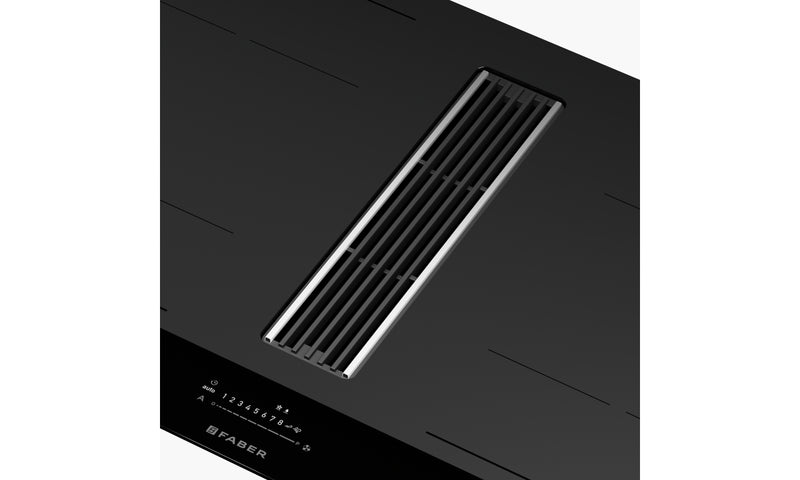 Faber Piano cottura aspirante Galileo stripes A830 Vetro nero. Codice prodotto 340.0708.968