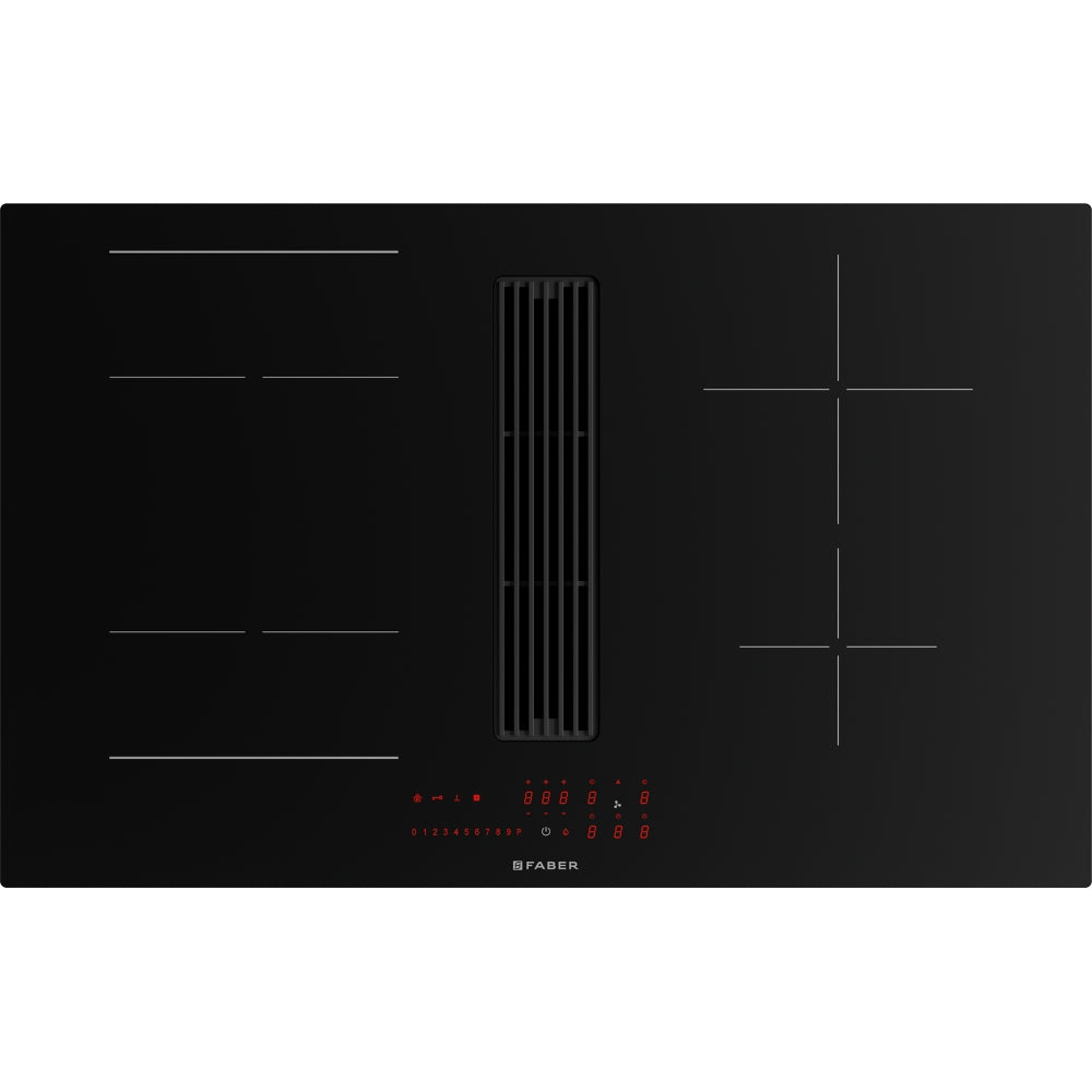 Faber Piano cottura aspirante Galileo Linear A830 Vetro nero. Codice prodotto 340.0708.972