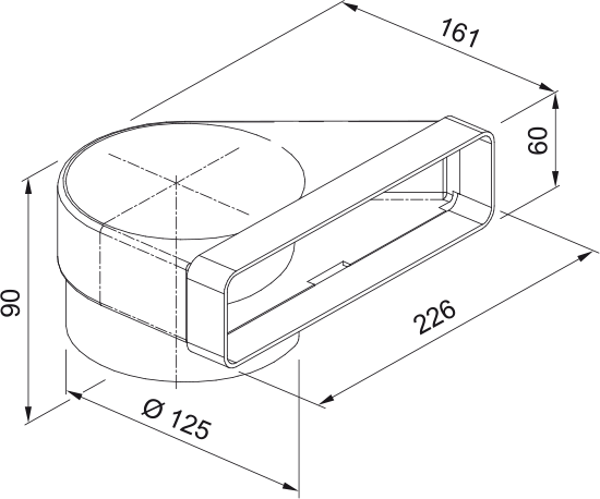 Disegno Tecnico - VERTICAL CRCV 90 ELBOW BEND - codice prodotto 112.0157.298 - tipologia prodotto accessori - categoria prodotto cappa