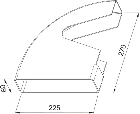 Disegno Tecnico - HORIZONTAL CRCO90 ELBOW BEND - codice prodotto 112.0157.306 - tipologia prodotto accessori - categoria prodotto cappa