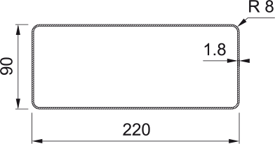 Disegno Tecnico - PIPE TR 1200 220X90 - codice prodotto 112.0459.427 - tipologia prodottoaccessori - categoria prodotto cappa