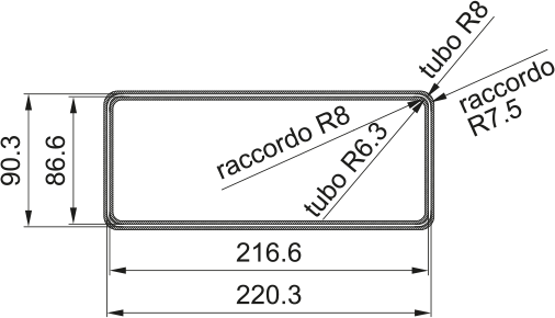 Disegno Tecnico - CONNECTION RCR 220X90 - codice prodotto 112.0459.428 - tipologia prodottoaccessori - categoria prodotto cappa