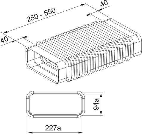 Disegno Tecnico - KIT FLEXIBLE PIPE F-RBFLEX1 SYS.150 NBR - codice prodotto 112.0711.902 - tipologia prodotto accessori - categoria prodotto cappa