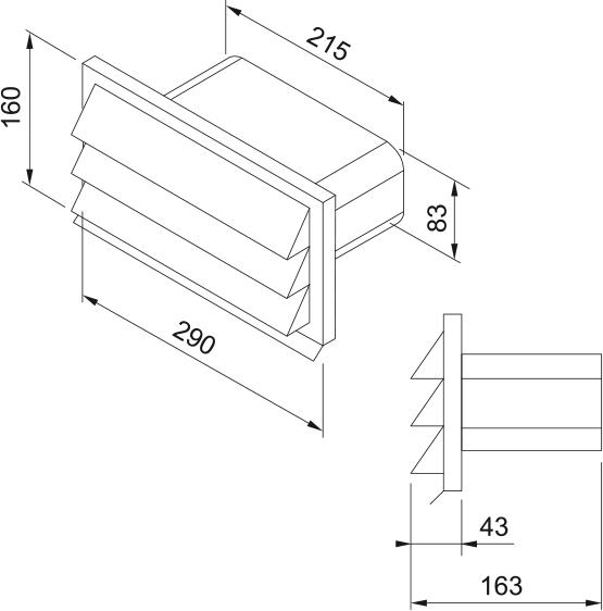 Disegno Tecnico - KIT RECT. EXT. BLIND E-JAL FLOW 150 NBR - codice prodotto 112.0711.906 - tipologia prodottoaccessori - categoria prodotto cappa