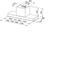 Disegno Tecnico - IN-NOVA SMART X A75 - in colore acciaio inox - codice prodotto 305.0734.903 - nella misura - tipologia cappa a incasso