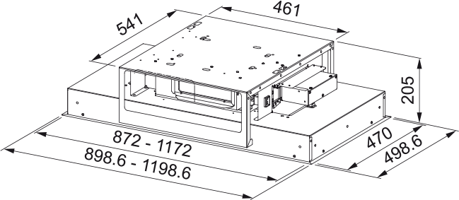 Disegno Tecnico - CAPPA HEAVEN 2.0 X FLAT KL A90/2 - in colore acciaio inox - codice prodotto 350.0663.970 - nella misura - tipologia cappa isola a soffitto