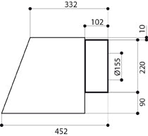 Disegno Tecnico - CAPPA CHLOE' EVO+ OLD BRASS A70/2 - in colore vecchio ottone - codice prodotto 110.0456.177 - nella misura - tipologia cappa a parete