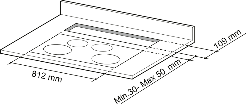 Disegno Tecnico - CAPPA FABULA BK RB - in colore nero - codice prodotto 110.0360.581 - nella misura - tipologia cappa downdraft