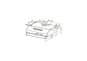 Disegno Tecnico - CAPPA 2740 SRM X A90 (VIS) - in colore acciaio inox - codice prodotto 300.0557.577 - nella misura 71-90 cm - tipologia cappa a incasso
