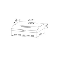 Disegno Tecnico - CAPPA TRD X A90 1L - in colore acciaio inox - codice prodotto 300.0567.898 - nella misura 71-90 cm - tipologia cappa a parete