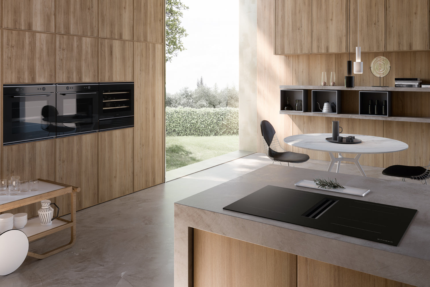 Immagine Ambientale - PIANO ASPIRANTE GALILEO SHADOW - in colore vetro nero opaco - codice prodotto 340.0731.882 - nella misura 83x52 cm - tipologia piano aspirante