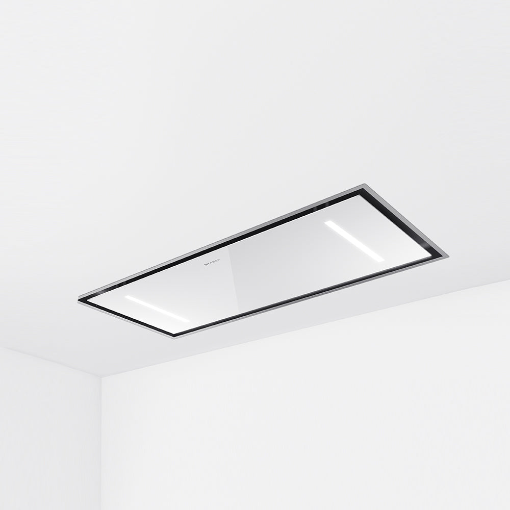 Faber Cappa ceiling Heaven Dual Light A120 G/WH Flat Acciaio inox / vetro bianco. Codice prodotto 350.0679.876