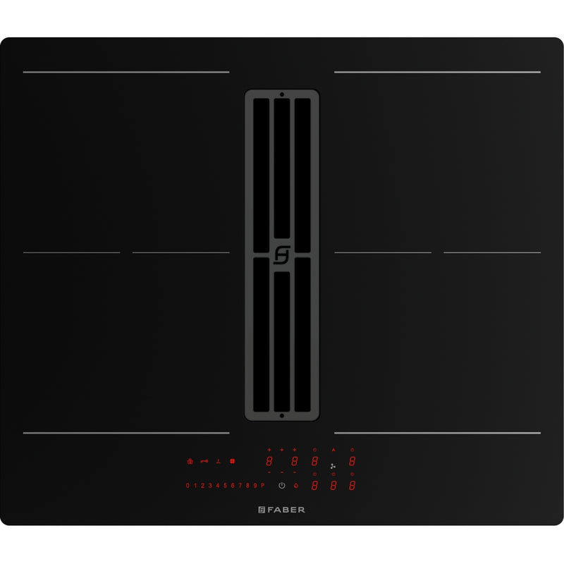 Faber Piano cottura aspirante Galileo Slim A600 Vetro nero. Codice prodotto 340.0708.975