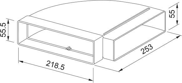 Disegno Tecnico - KIT CURVA 90° T-RBH 1 125 NBR - in colore bianco - codice prodotto 112.0752.646  - categoria prodotto accessori