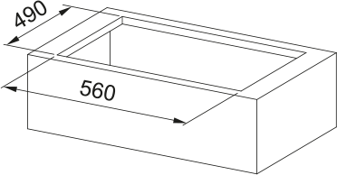 Disegno Tecnico - PIANO ASPIRANTE GALILEO SLIM RING A600 - in colore vetro nero - codice prodotto 340.0731.890 - nella misura 60x50 cm - tipologia piano aspirante