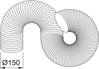 Faber Tubo flessibile circolare TCF 150 L=1,5 M. Disegno tecnico. Codice prodotto 112.0280.687